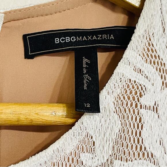 BCBG MaxAzria Ceara Mini Shift Dress Ivory Size 12 - Picture 6 of 7